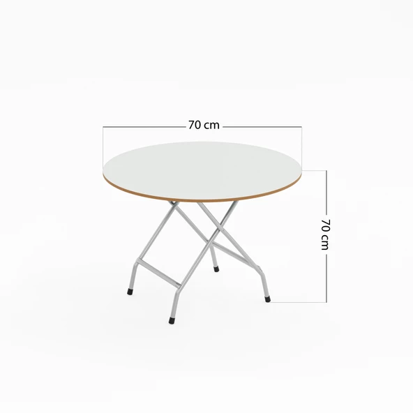 Eportatif Katlanır Masa Yuvarlak Kırma Mutfak Masası 70 Beyaz 1460 - 5