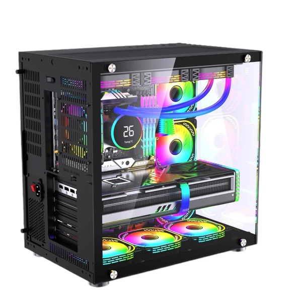 SNT UFO II 750 Watt 80+ Bronze Power Midi Tower Atx Gaming Akvaryum 7 x Argb Fanlar ve Uzaktan Kumanda Kontroller  Dahil Masaüstü Bilgisayar Kasası - 4