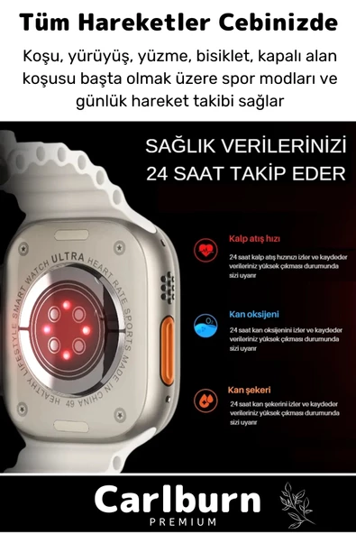 Ultra 7 in 1 Strap Bluetooth Arama Yanıtlama Bildirim Kasa Koruma Akıllı Saat + 7 Renkli Kordon - 2