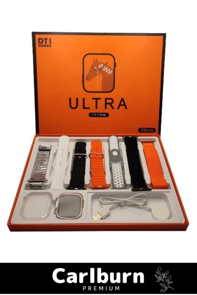 Ultra 7 in 1 Strap Bluetooth Arama Yanıtlama Bildirim Kasa Koruma Akıllı Saat + 7 Renkli Kordon - 5