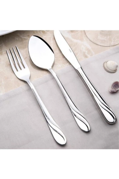 Nehir safir yemek çatal - 12 li paslanmaz çelik yemek çatalı - Resim 2