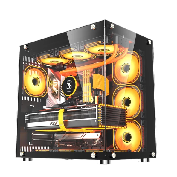 SNT UFO II 750 Watt 80+ Bronze Power Midi Tower Atx Gaming Akvaryum 7 x Argb Fanlar ve Uzaktan Kumanda Kontroller  Dahil Masaüstü Bilgisayar Kasası - 5