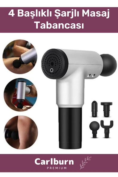 4 Başlıklı Boyun Bel Sırt Bacak Ayak Fısıltı Sesli Hafif Kas Rahatlatıcı Şarjlı Masaj Tabancası