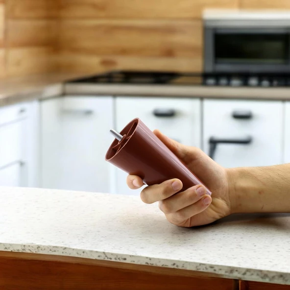 4 Adet Düz Plastik Ayak 14 cm Mobilya Sehpa Kanepe Tv Ünitesi Koltuk Ayağı Baza Ayakları Kahverengi - Resim 8