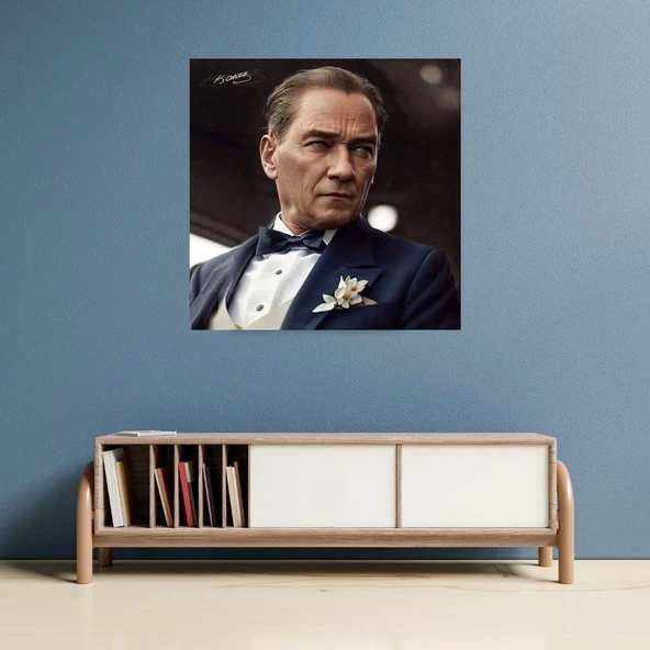 Papyonlu Mustafa Kemal Atatürk Duvar Stickerı 70x70 CM - 3