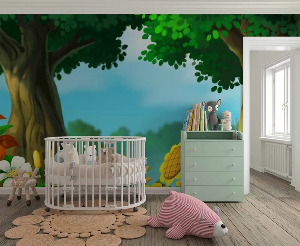 Orman Çiçekleri Çocuk Odası Duvar Kağıdı Baskı - Resim 2