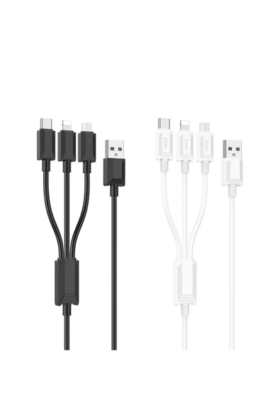 Hoco X74 3 in 1 Hızlı Şarj Kablosu - USB to Lightning / Micro-USB / Type-C - Premium Product - 6
