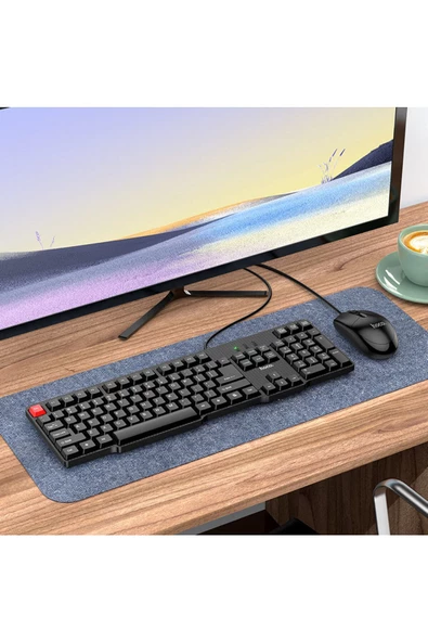 Hoco GM16 Kablolu Klavye ve Mouse Set Türkçe Siyah - Premium Product - 3