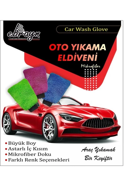 Ebrayn Mikrofiber Oto Yıkama ve Cila Eldiveni