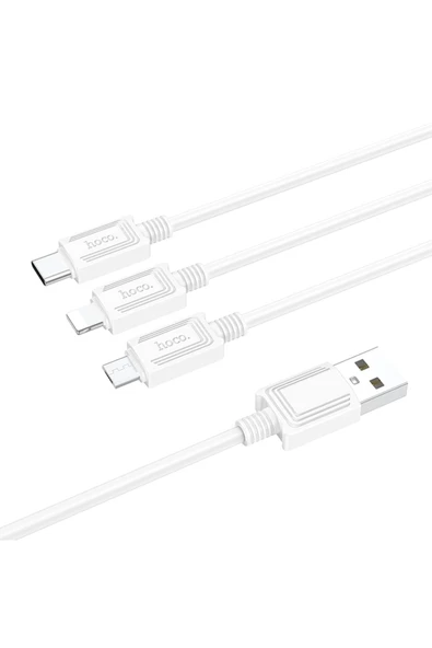 Hoco X74 3 in 1 Hızlı Şarj Kablosu - USB to Lightning Micro-USB Type-C - Premium Product - 3