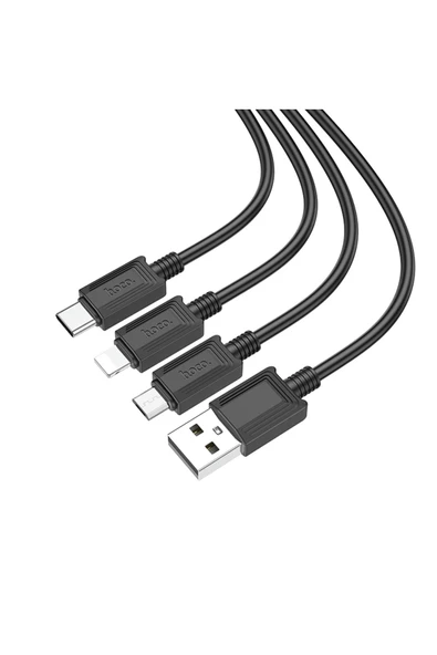 Hoco X74 3 in 1 Hızlı Şarj Kablosu - USB to Lightning / Micro-USB / Type-C - Premium Product - 3