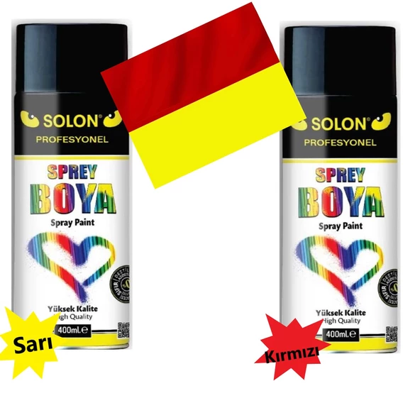 Taraftar Seti Sprey Boya, Sarı-Kırmızı 400 ml ürün görseli