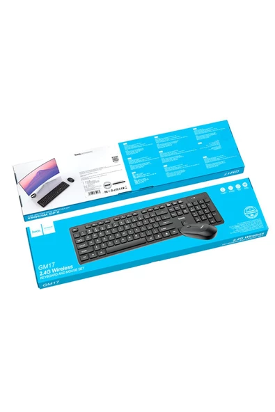 Hoco GM17 Business Kablosuz Klavye ve Mouse Seti - Türkçe Q - Siyah - Premium Product - 8