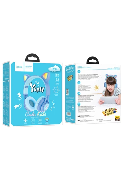 Hoco W39 Çocuklar için Kedi Kulağı Kablosuz Kulaklık Premium Product - 6