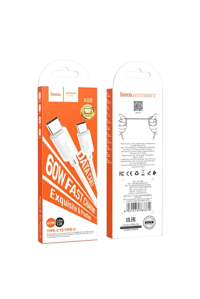 Hoco X88 Gratified PD 60W Hızlı Şarj Kablosu - Type C to Type C - Premium Product - 2