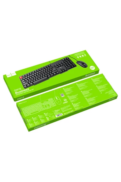 Hoco GM16 Kablolu Klavye ve Mouse Set Türkçe Siyah - Premium Product - 7