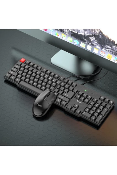 Hoco GM16 Kablolu Klavye ve Mouse Set Türkçe Siyah - Premium Product - 6