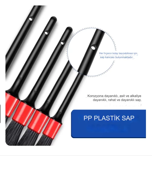 Araç içi Konsol, Havalandırma, Jant, Klima, Ön Izgara, Klavye Vb. Detaylı Temizlik 5 Li Fırça Seti - 2