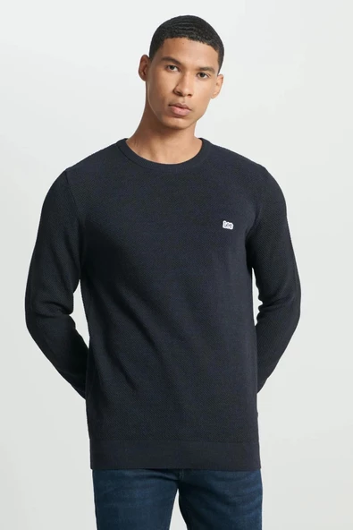 Lee Regular Fit Normal Kesim Bisiklet Yaka Erkek Lacivert Triko Kazak - 2