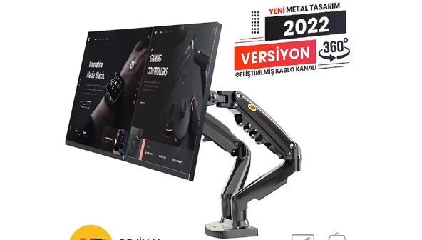 North Bayou Vontech NB F160 17-27 inç LCD/LED Çift Kol Amortisörlü Vesa Monitör Standı - 3