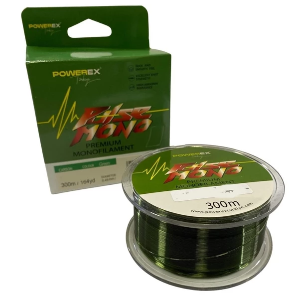 Powerex Pulse 300 m. 0,40 mm. 10,04 kg. Çekerli Yeşil Carbon Monofilament Misina