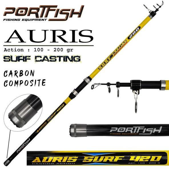 Portfish Auris Surf 420 cm 100-200g Atarlı Kompozit Surf Olta Kamışı ürün görseli
