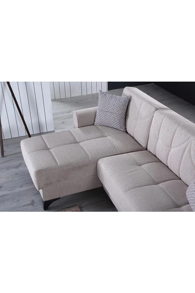 nikshop Mons Yataklı Köşe Koltuk Takımı - Krem - 4