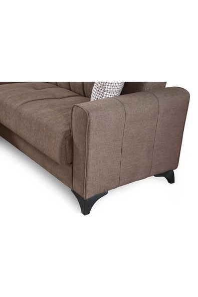 nikshop Mons Yataklı Köşe Koltuk Takımı - Kahve - 3