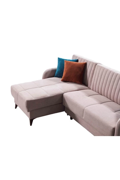 nikshop Kiel Yataklı Köşe Koltuk Takımı - KREM - 4