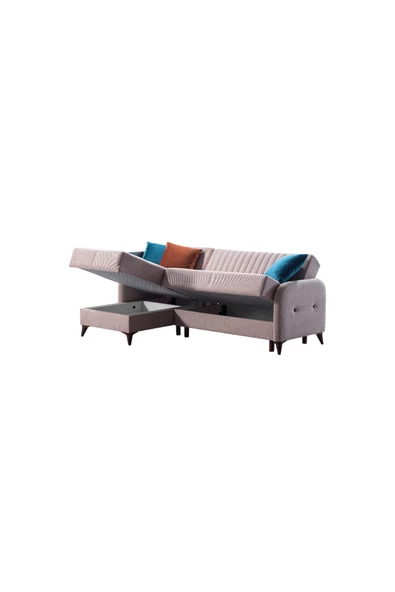 nikshop Kiel Yataklı Köşe Koltuk Takımı - KREM - 5