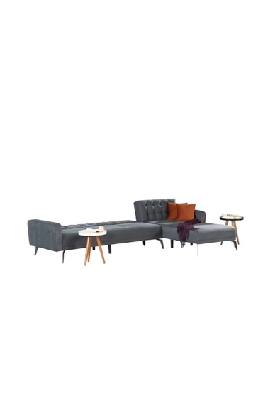 nikshop Bonn Yataklı Köşe Koltuk Takımı - Gri - 4