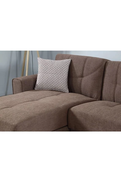 nikshop Mons Yataklı Köşe Koltuk Takımı - Kahve - 4