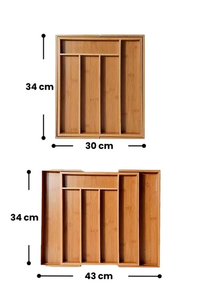 Kapris Ayarlanabilir Çekmece İçi Bambu Kaşıklık Organizer KAP-1441 - 3