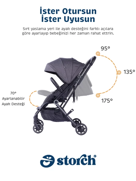 Baby Storch - F8 Model 360 Derece Dönebilen Bebek Arabası - 6