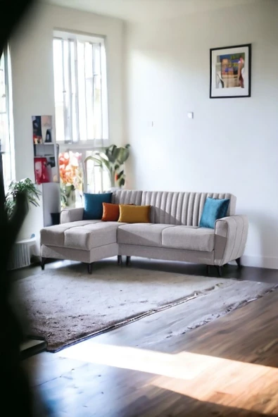 nikshop Nice Yataklı Köşe Koltuk Takımı - Gri