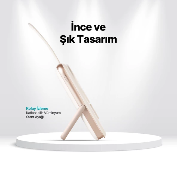 ttec ReCharger Pro M LCD 10.000mAh MagSafe Uyumlu PD 20W USB-C Dahili Kablolu Stantlı Taşınabilir Hı - 6