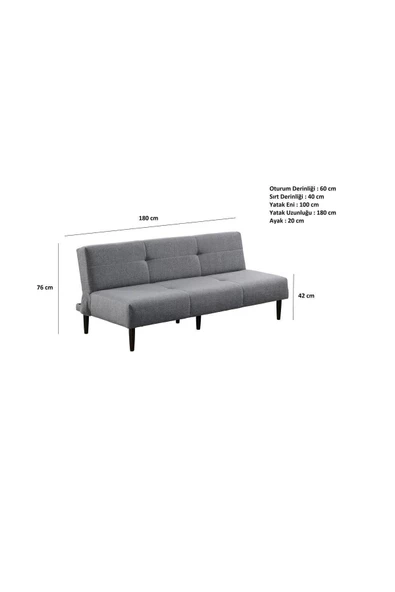 nikshop Box Üç Kişilik Süngerli Kanepe - Gri - 8
