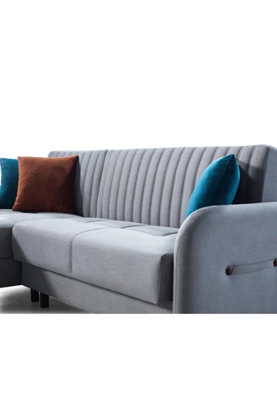 nikshop Kiel Yataklı Köşe Koltuk Takımı - Gri - 3