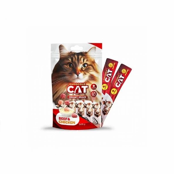 EuroGold Cat Sıvı Kedi Ödülü Dana - Tavuk Etli 5x15Gr - 2