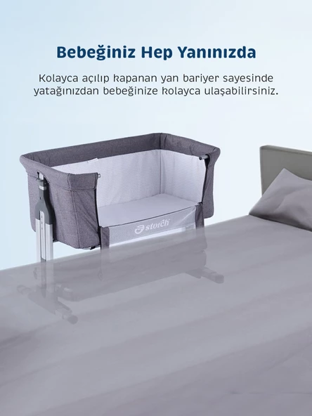 Baby Storch - Sallanabilir Anne Yanı Portatif Beşik - Yükseklik Ayarlı, Cibinlik ve Tekerlekli - 6