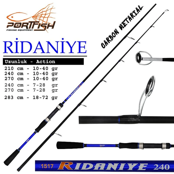 Portfish Ridaniye 210 cm 10-40g Atarlı Karbon Spin Olta Kamışı