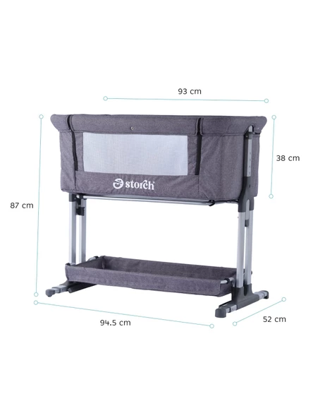 Baby Storch - Sallanabilir Anne Yanı Portatif Beşik - Yükseklik Ayarlı, Cibinlik ve Tekerlekli - 2
