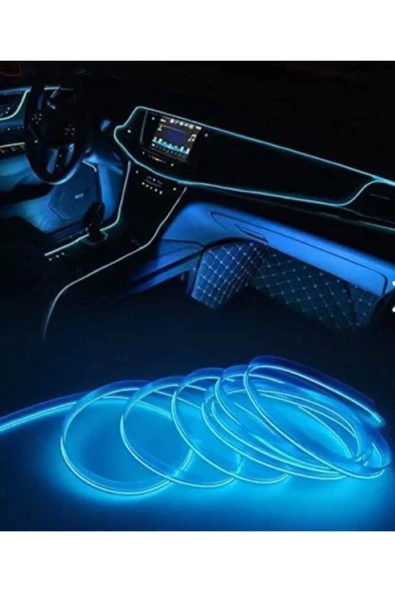 Araç Içi Torpido Şerit Ledi Buz Bavi Ip Neon Led 2 Metre Ice Blue