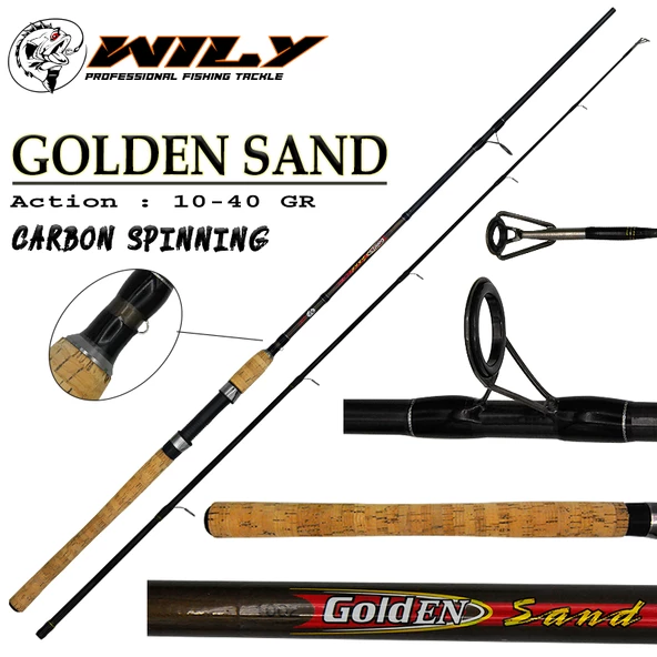 Wily Golden Sand 240 cm 10-40g Atarlı Karbon Spin Olta Kamışı ürün görseli 1