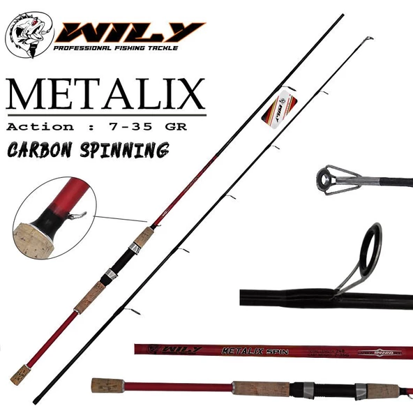 Wily Metalix 210 cm 7-35g Atarlı Karbon Spin Olta Kamışı