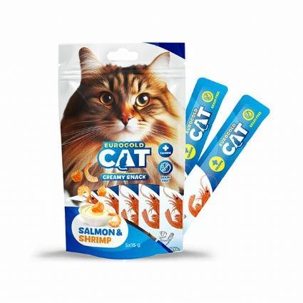 EuroGold Cat Sıvı Kedi Ödülü Somon - Karides 5x15Gr