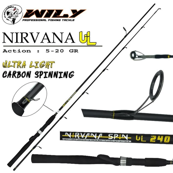 Wily Nirvana UL 225 cm 3-18g Atarlı Karbon Light Spin Olta Kamışı ürün görseli