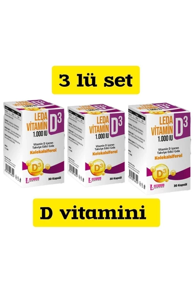 LEDAPHARMA 3 Adet Vitamin D3 1000'ıu 30 Kapsül