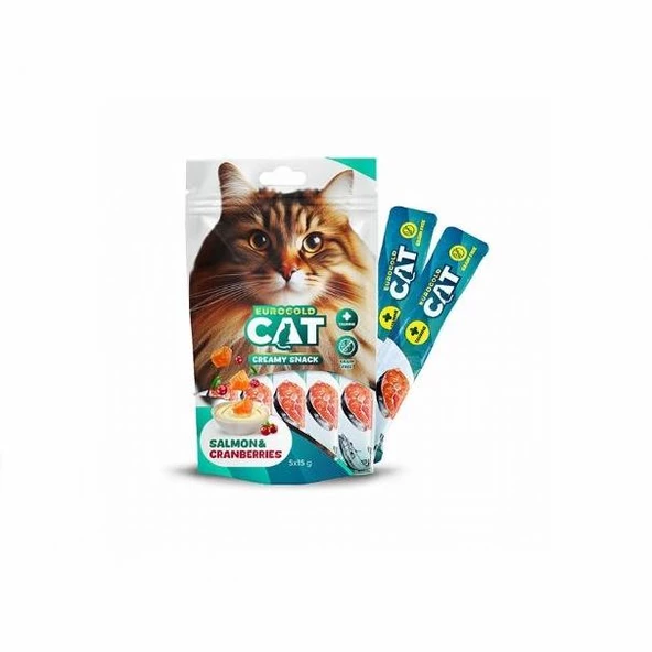 EuroGold Cat Sıvı Kedi Ödülü Somon - Kızılcık 5x15Gr - 2