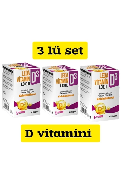 LEDAPHARMA 3 Adet Vitamin D3 1000'ıu 30 Kapsül - 2